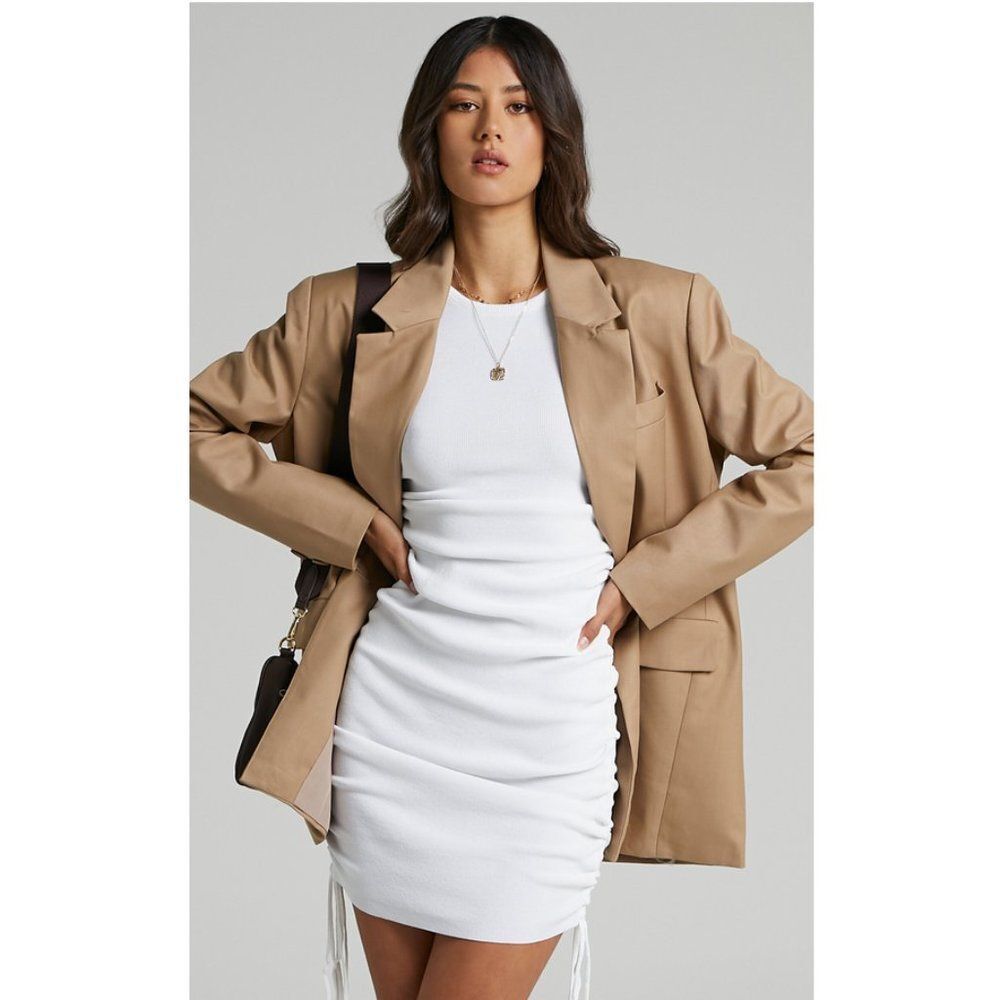 Lioness Sz. S White Military Minds Ruched Mini Dress